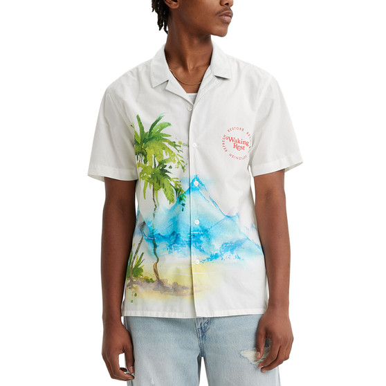 Premium Cotton Palm Tree Short-Sleeve Camp Shirt