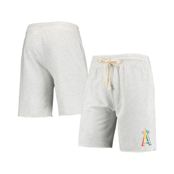 Men's Oatmeal Los Angeles Angels Mainstream Logo Terry Tri-Blend Shorts