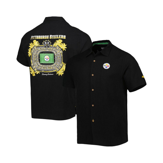 Men's Black Pittsburgh Steelers Top of Your Game Camp Button-Up Shirt