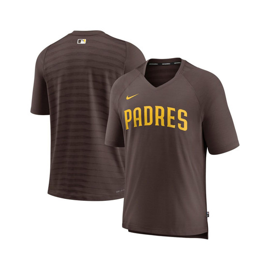 Men's Brown San Diego Padres Authentic Collection Pregame Raglan Performance V-Neck T-shirt