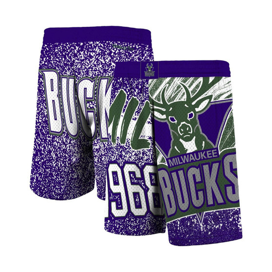 Men's Purple Milwaukee Bucks Hardwood Classics Jumbotron Sublimated Shorts