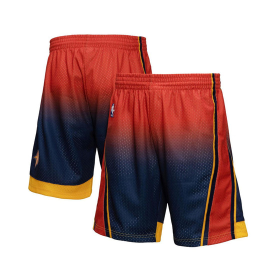 Men's Navy and Orange Golden State Warriors 2009/10 Hardwood Classics Fadeaway Reload 3.0 Swingman Shorts