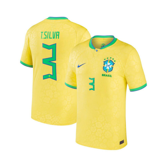 Men's Thiago Silva Yellow Brazil National Team 2022/23 Replica Home Jersey