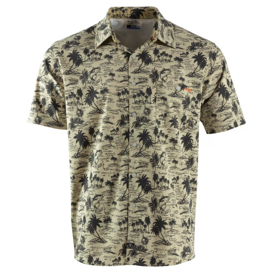 Men's Salt Life Pirate Beach Print Short-Sleeve Button-Up Shirt