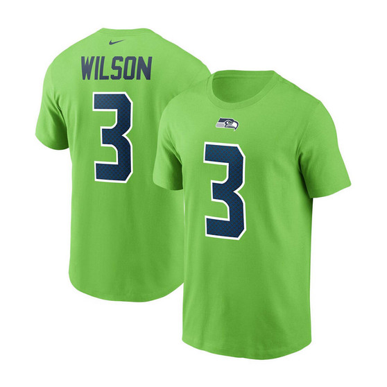 Men's Russell Wilson Neon Green Seattle Seahawks Name and Number T-shirt