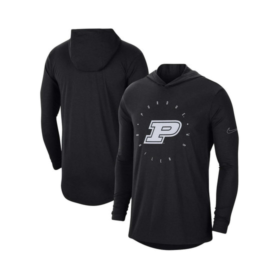 Men's Black Purdue Boilermakers Campus Tri-Blend Performance Long Sleeve Hooded T-shirt