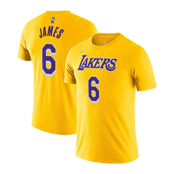 Men's LeBron James Gold Los Angeles Lakers Diamond Icon Name Number T-shirt