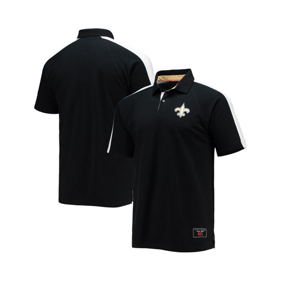 Men's Black, White New Orleans Saints Holden Raglan Polo Shirt