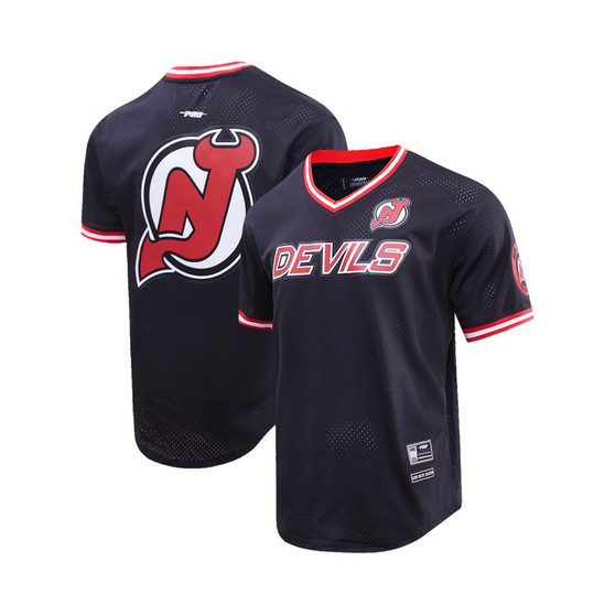 Men's Black New Jersey Devils Classic Mesh V-Neck T-shirt