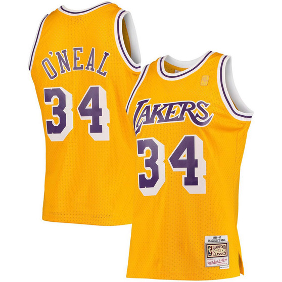 Men's Shaquille O'Neal Gold-Tone Los Angeles Lakers Hardwood Classics 1996-97 Swingman Jersey