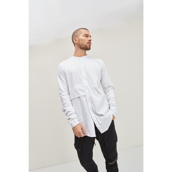 Men's Modern Paneled Long Sleeve Shirt
