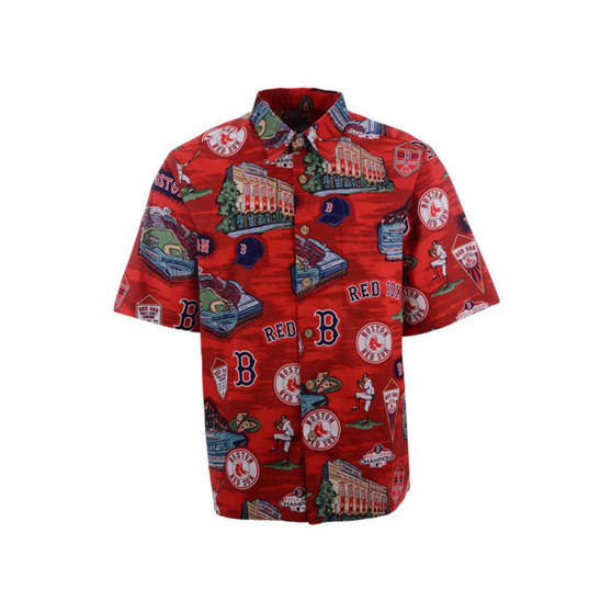 Authentic MLB Apparel Boston Red Sox MLB Men's Scenic Print Short Sleeve Shirt