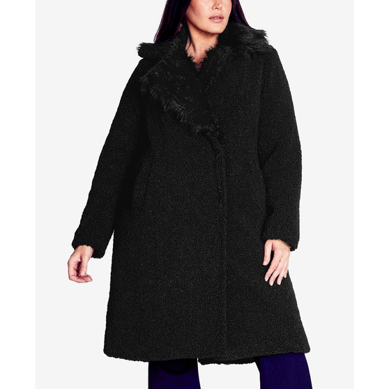 Plus Size Teddy Faux Fur Jacket
