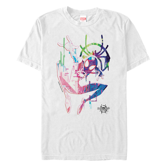 Marvel Men's Spider-Man Into The Spiderverse Neon Watercolor Spider-Man Short Sleeve T-Shirt