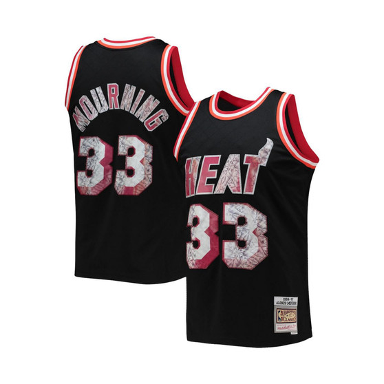 Men's Alonzo Mourning Black Miami Heat 1996-97 Hardwood Classics 75th Anniversary Diamond Swingman Jersey