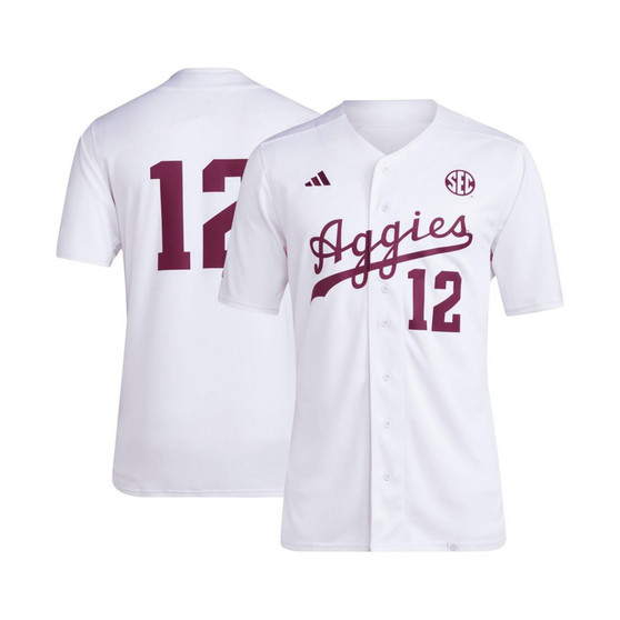 Men's #12 White Texas A&M Aggies Team Baseball Jersey