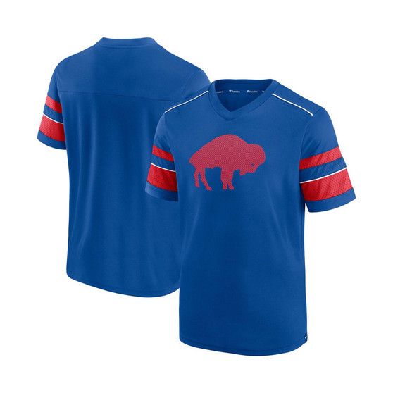 Men's Royal Buffalo Bills Textured Throwback Hashmark V-Neck T-shirt