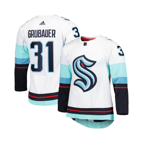 Men's Philipp Grubauer White Seattle Kraken Primegreen Authentic Pro Away Player Jersey