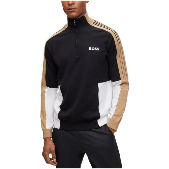 Men's Colour-Blocked Zip-Neck Sweater