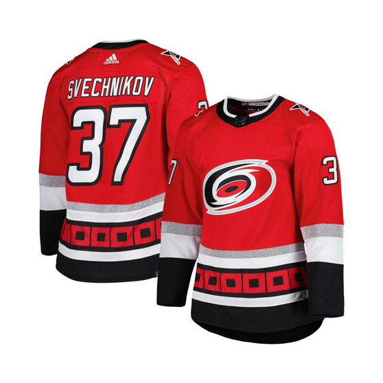 Men's Andrei Svechnikov Red Carolina Hurricanes 25th Anniversary Authentic Pro Primegreen Player Jersey