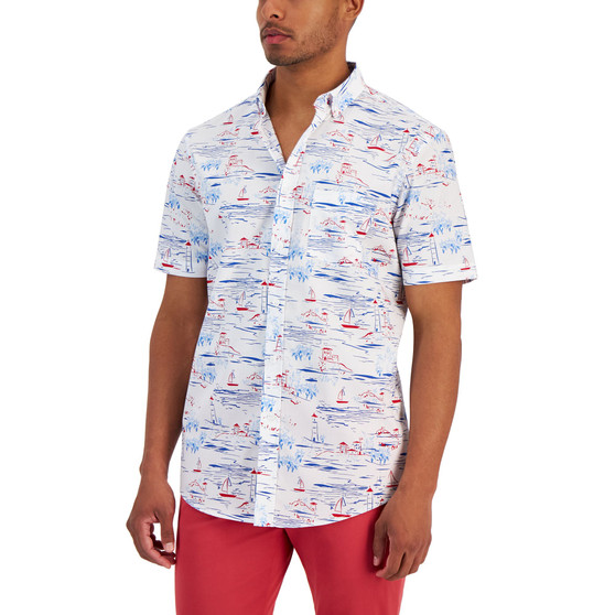Men's Bay Harbor Regular-Fit Printed Button-Down Poplin Shirt, Created for Macy's