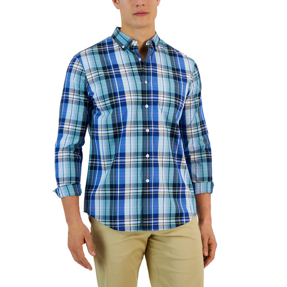 Arthur Classic-Fit Plaid Button-Down Poplin Shirt, Created for Macy's