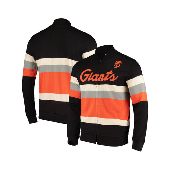 Men's Black San Francisco Giants Front Stripe Full-Zip Sweater