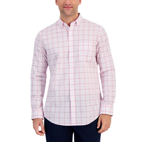 Men's Tardy Regular-Fit Plaid Button-Down Poplin Shirt, Created for Macy's