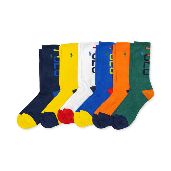 Men's Split Logo Crew Socks, 6-Pack, Created for Macy's