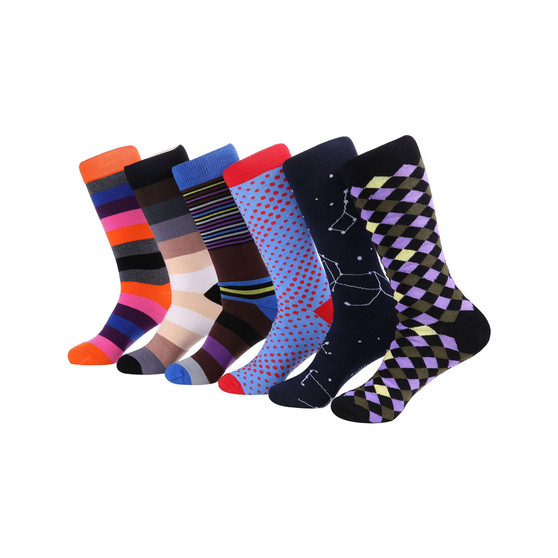 Men's Bold Designer Dress Socks 6 Pack