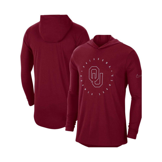 Men's Crimson Oklahoma Sooners Campus Tri-Blend Performance Long Sleeve Hooded T-shirt
