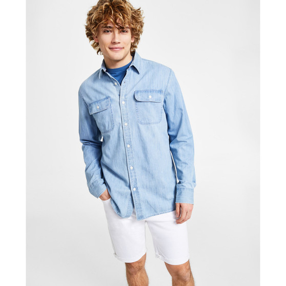 Men's Jesse Regular-Fit Button-Down Denim Shirt, Created for Macy's