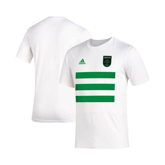 Men's White Austin FC Three Stripe Life Pitch AEROREADY T-shirt