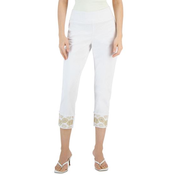 Women's Embroidered-Cuff Straight Jeans, Created for Macy's