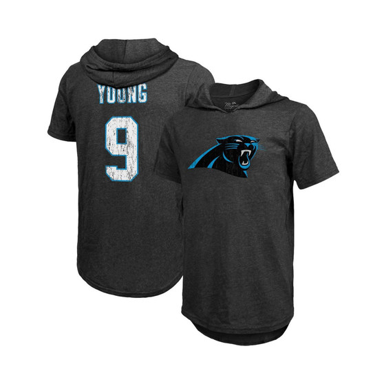 Men's Threads Bryce Young Black Carolina Panthers Player Name and Number Tri-Blend Hoodie T-shirt