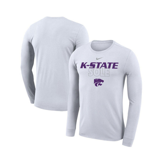 Men's White Kansas State Wildcats On Court Bench Long Sleeve T-shirt