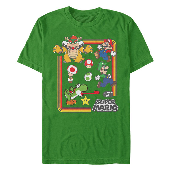 Nintendo Men's Super Mario Retro Group Playing Short Sleeve T-Shirt