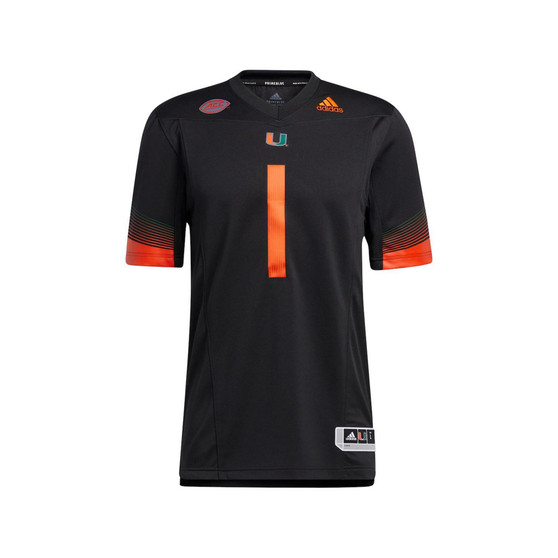 Men's #1 Black Miami Hurricanes Premier Strategy Jersey