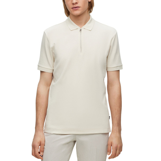 Men's Zip-Placket Mercerized Cotton Polo Shirt