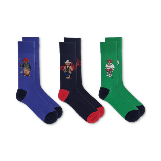 Men's Assorted Bear Socks Gift Box, 3-Pack