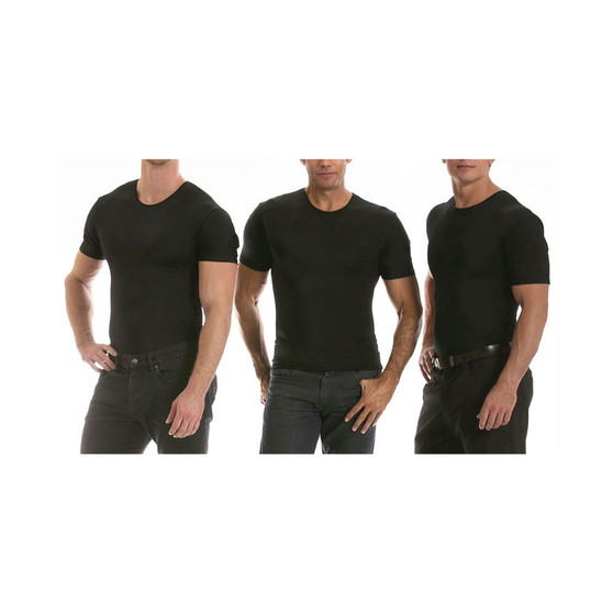 Insta Slim Men's 3 Pack Compression Short Sleeve Crew-Neck T-Shirts