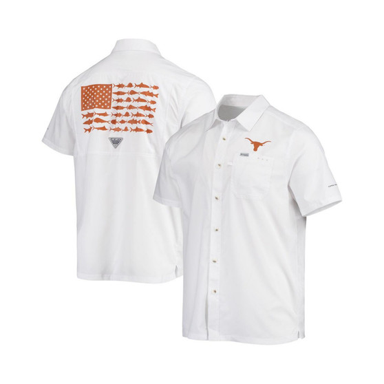 Men's PFG White Texas Longhorns Slack Tide Camp Button-Up Shirt
