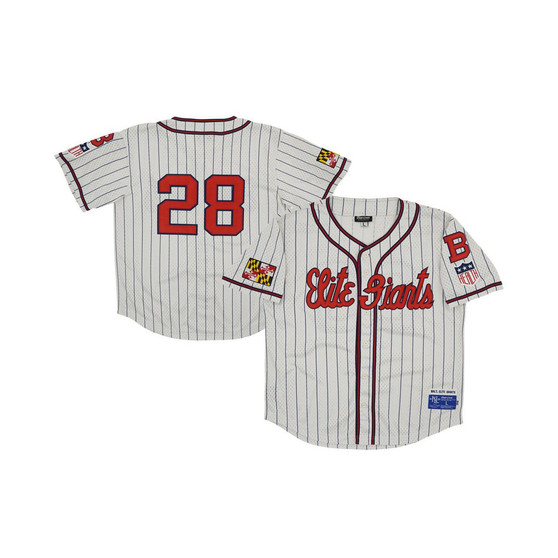 Men's #28 Cream Baltimore Elite Giants Mesh Button-Down Replica Jersey