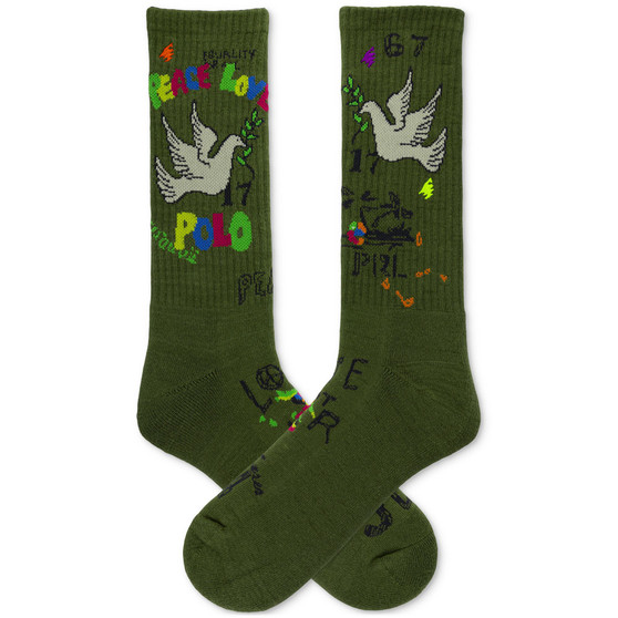 Men's Beach Shop Peace And Love Crew Socks