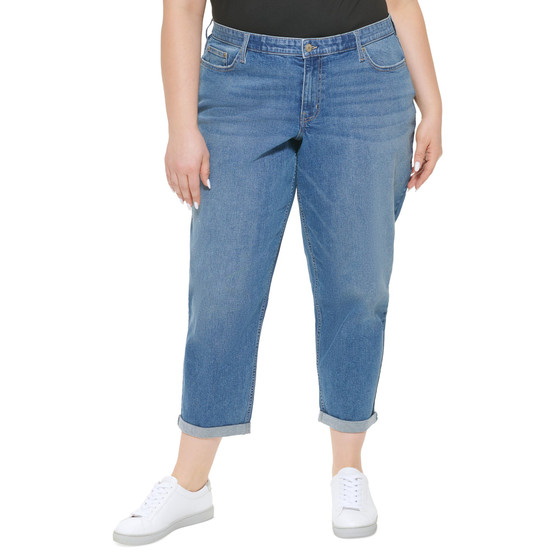 Trendy Plus Size Cuffed-Hem Slim-Fit Jeans