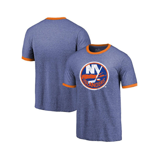 Men's Threads Heathered Royal New York Islanders Ringer Contrast Tri-Blend T-shirt