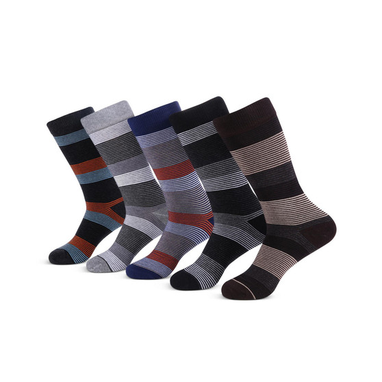 Men's Genteel Striped Crew Socks 5 Pack