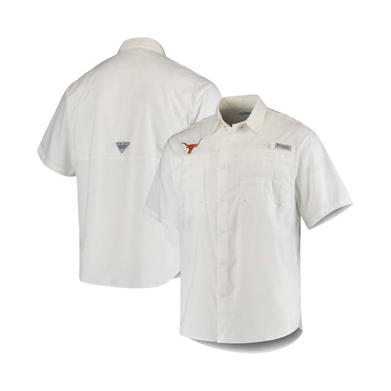 Men's White Texas Longhorns Tamiami Omni-Shade Button-Down Shirt