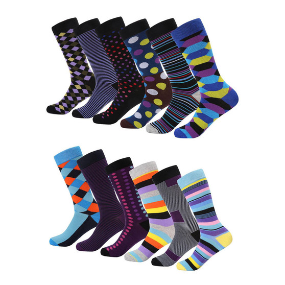 Men's Far Out Funky Dress Socks 12 pack