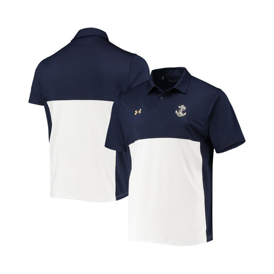 Men's Navy, White Navy Midshipmen 2022 Blocked Coaches Performance Polo Shirt